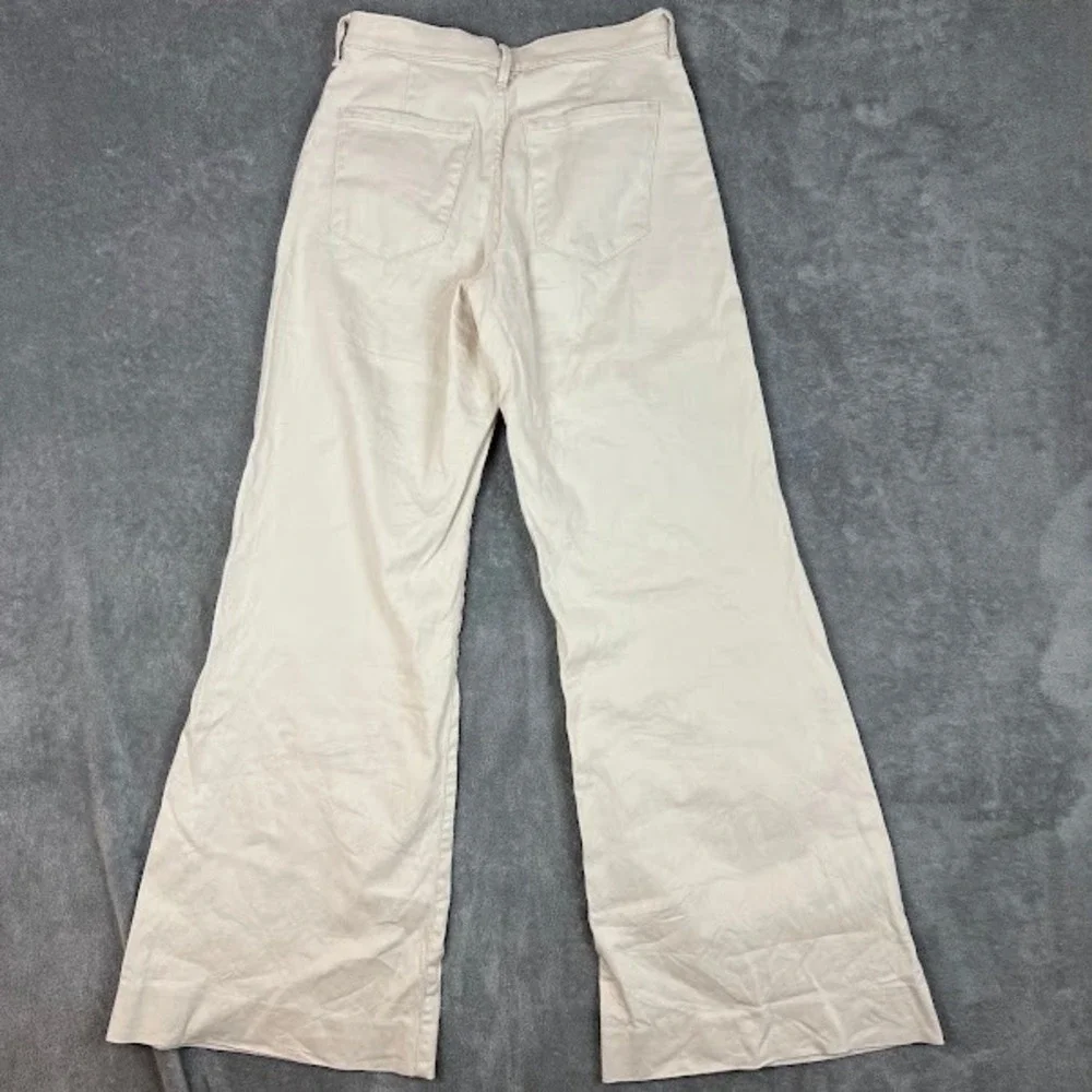 Banana Republic Wide Leg Linen Blend Pants Womens 25 Cream Corpcore Career